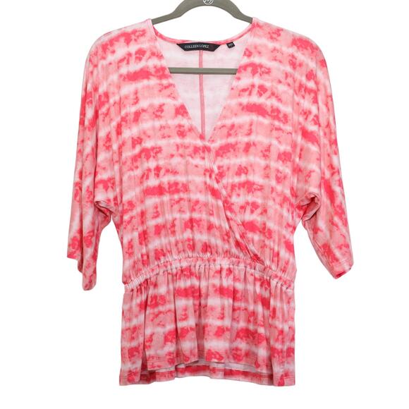 Colleen Lopez Faux Wrap V-Neck Shirt - Womens Small - Red/White - NWOT - Picture 3 of 5